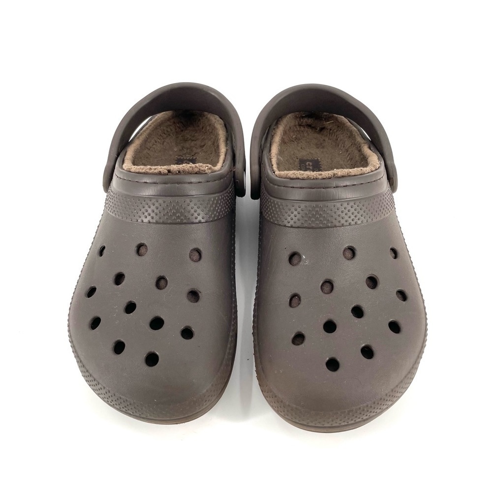 CROCS Brown Faux Fur Lined Dual Comfort Clogs - Picture 3 of 8